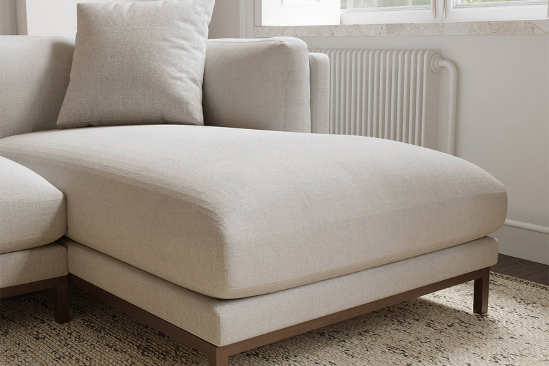 Valencia Bergen Fabric Sectional Sofa with Right Hand Facing Chaise, Beige Color