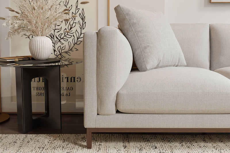 Valencia Bergen Fabric Sectional Sofa with Right Hand Facing Chaise, Beige Color