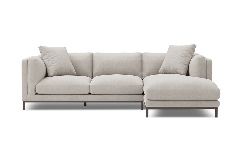 Valencia Bergen Fabric Sectional Sofa with Right Hand Facing Chaise, Beige Color
