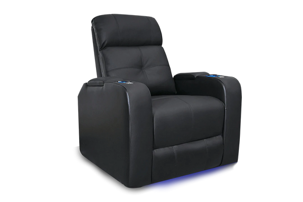 Valencia Verona Single Leather Home Theater Seating Power Headrest, Black