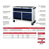 Pro Series | Loaded 53" 20-Drawer Rolling Tool Box | White and Blue