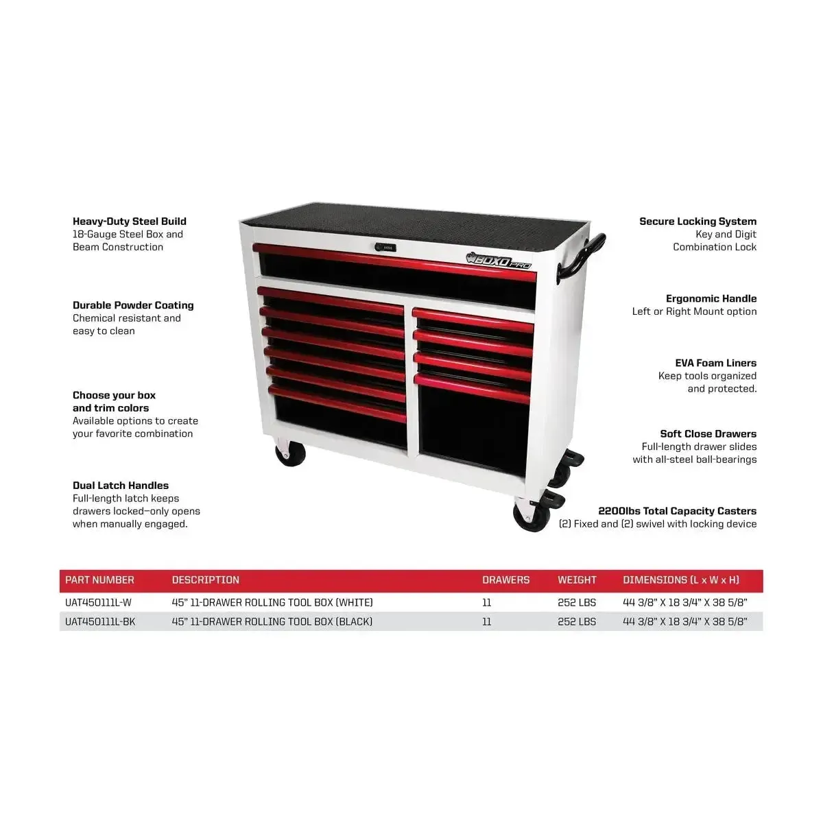 Pro Series | 45" 11-Drawer Rolling Tool Box
