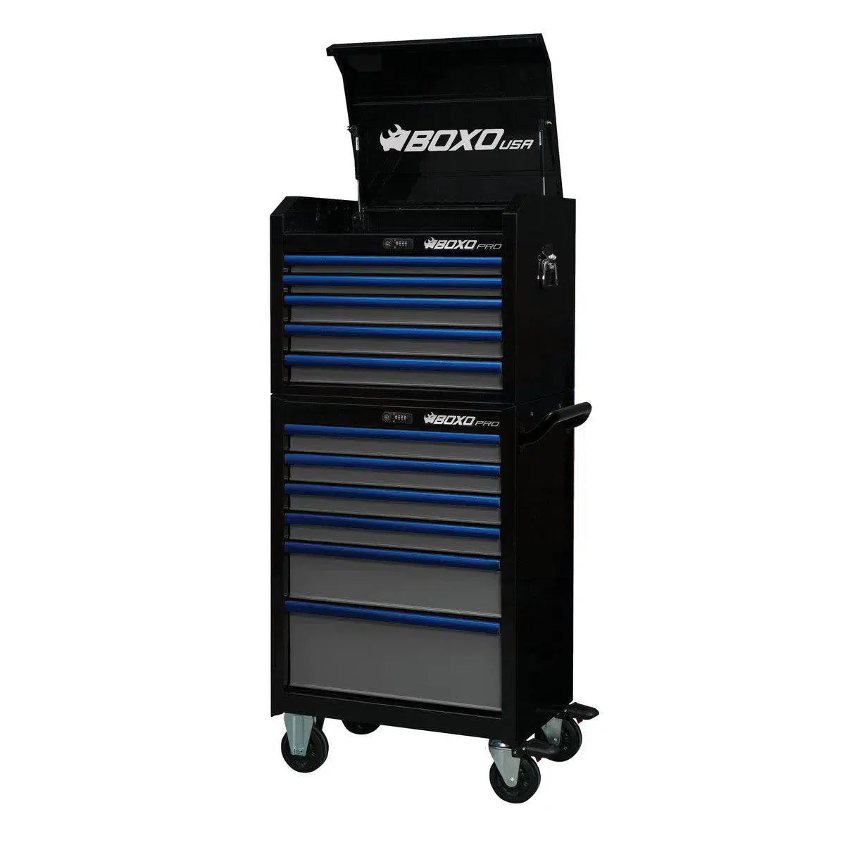 Pro Series | 26" 11-Drawer Rolling Tool Box | Black and Blue