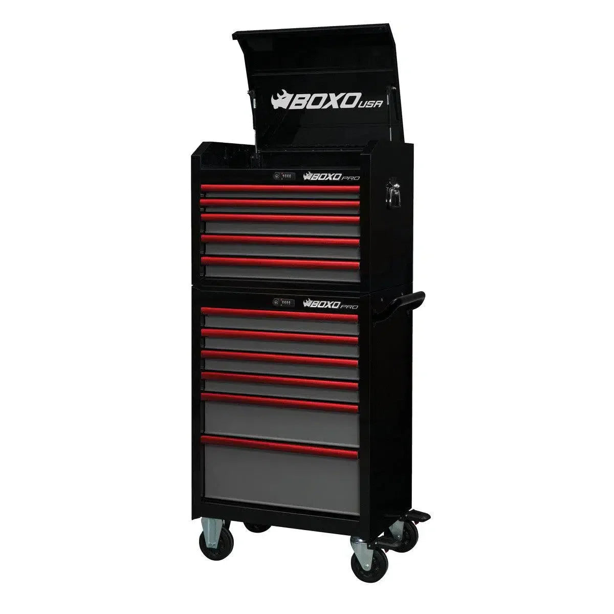 Pro Series | 26" 11-Drawer Rolling Tool Box | Black and Red