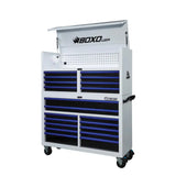 Pro Series | 53" 20-Drawer Rolling Tool Box | White and Blue