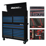 Pro Series | Loaded 53" 20-Drawer Rolling Tool Box | Black and Blue