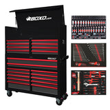 Pro Series | Loaded 53" 20-Drawer Rolling Tool Box | Black and Red