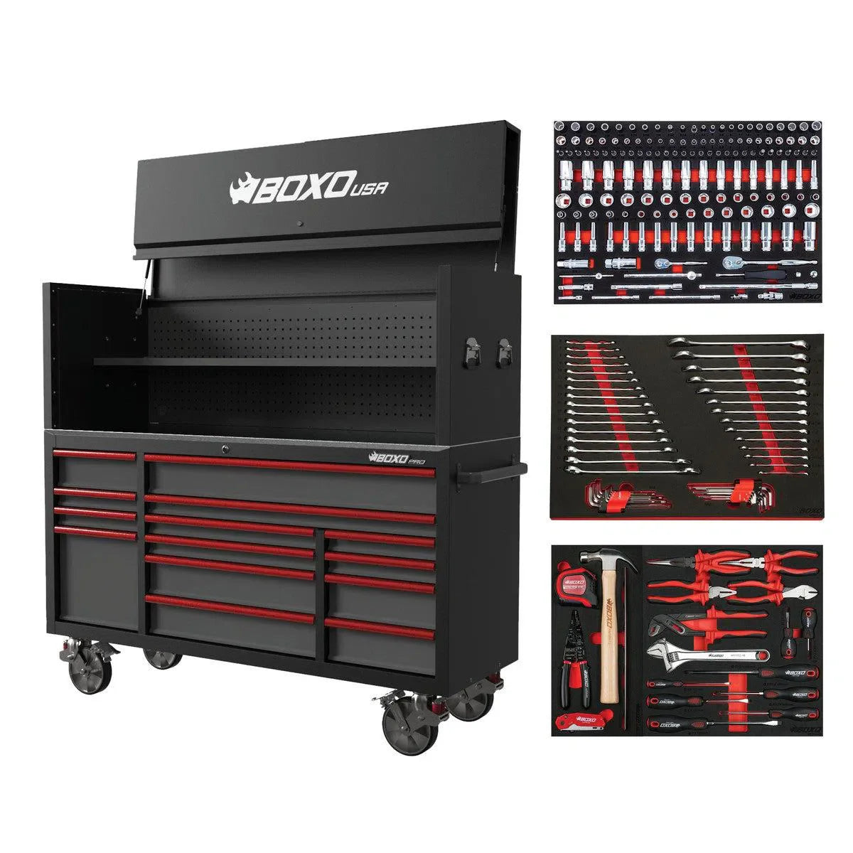 Pro Series | Loaded 72" 14-Drawer Garage Top Rolling Tool Box | Black