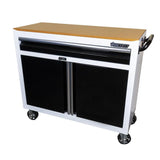 Tech Series | 45" Rolling Display Cabinet with MDF Top | White