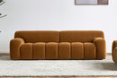 Valencia Brielle Velvet Fabric Three Seats Sofa, Caramel Brown