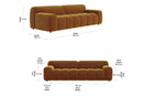 Valencia Brielle Velvet Fabric Three Seats Sofa, Caramel Brown