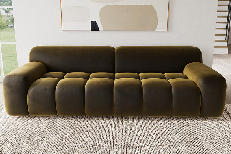 Valencia Brielle Velvet Fabric Three Seats Sofa, Oliver Green