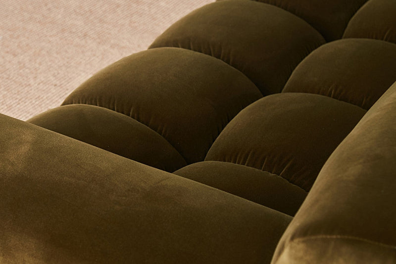 Valencia Brielle Velvet Fabric Three Seats Sofa, Oliver Green