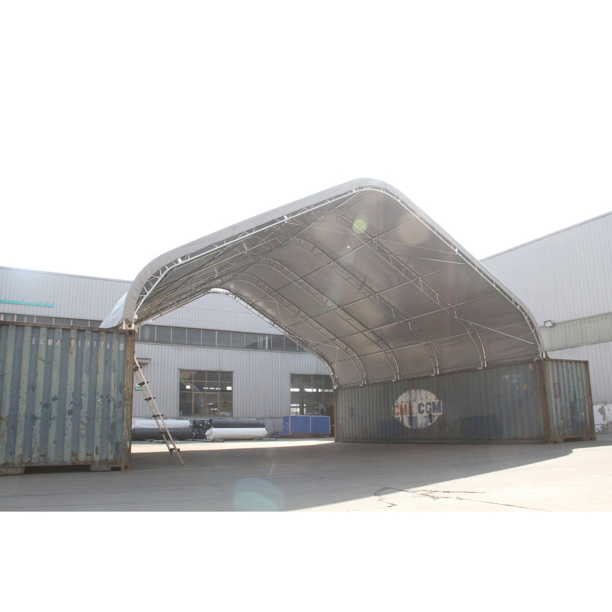 40'x40'x15' Double Truss Peak Container Canopy Shelter