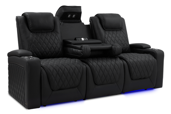 Valencia Oslo Luxury Console Home Theater Seating Console Row of 3 Dropdown Center, Onyx