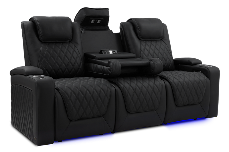 Valencia Oslo Luxury Console Home Theater Seating Console Row of 3 Dropdown Center, Onyx