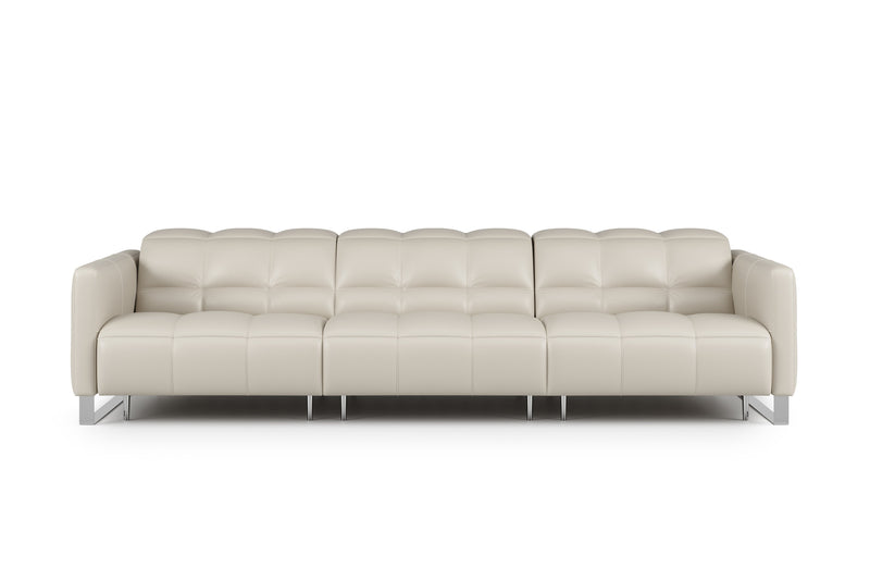 Valencia Sofia Leather Three Seats Power Recliner Sofa, Cream