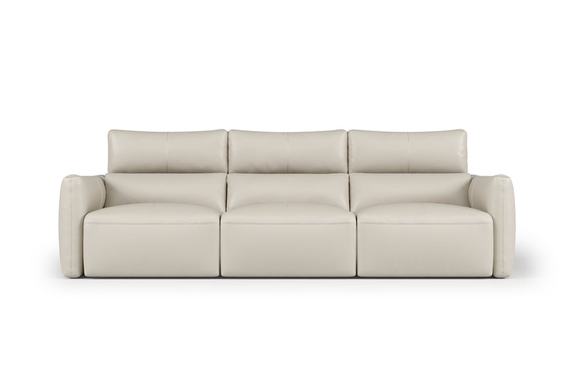 Valencia Alessia Leather Three Seats Recliner Sofa, Beige