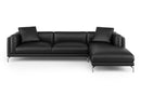 Valencia Zadar Leather Sofa with Right Chaise, Black