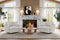 Valencia Giorgia Glacier White Fabric Accent Chair, Beige