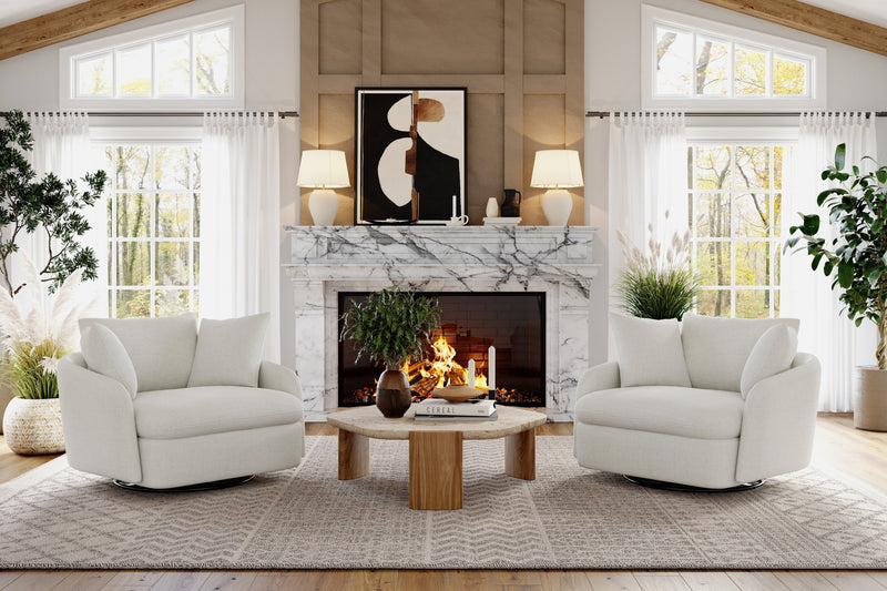 Valencia Giorgia Glacier White Fabric Accent Chair, Beige