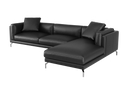Valencia Zadar Leather Sofa with Right Chaise, Black