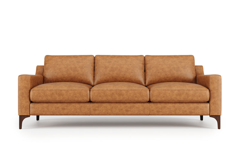 Valencia Hannah Full-Aniline Leather Three Seats Sofa, Saddle Tan