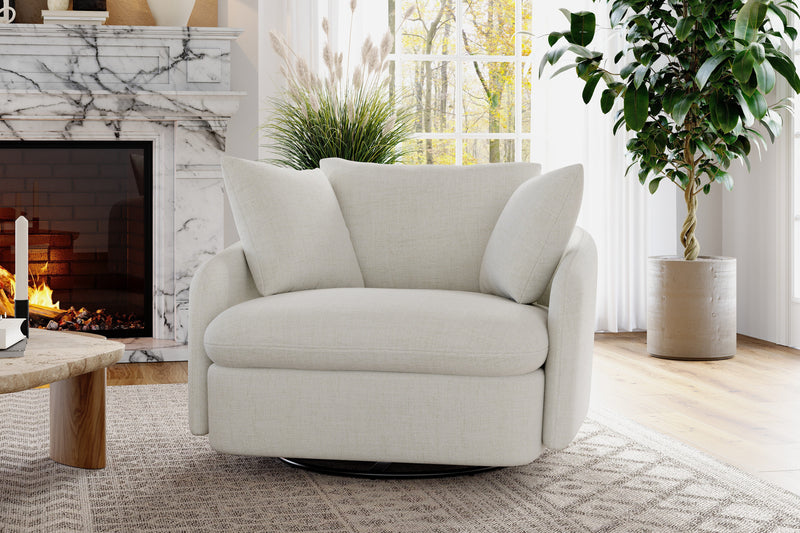 Valencia Giorgia Glacier White Fabric Accent Chair, Beige