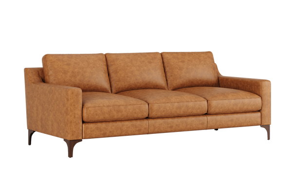 Valencia Hannah Full-Aniline Leather Three Seats Sofa, Saddle Tan