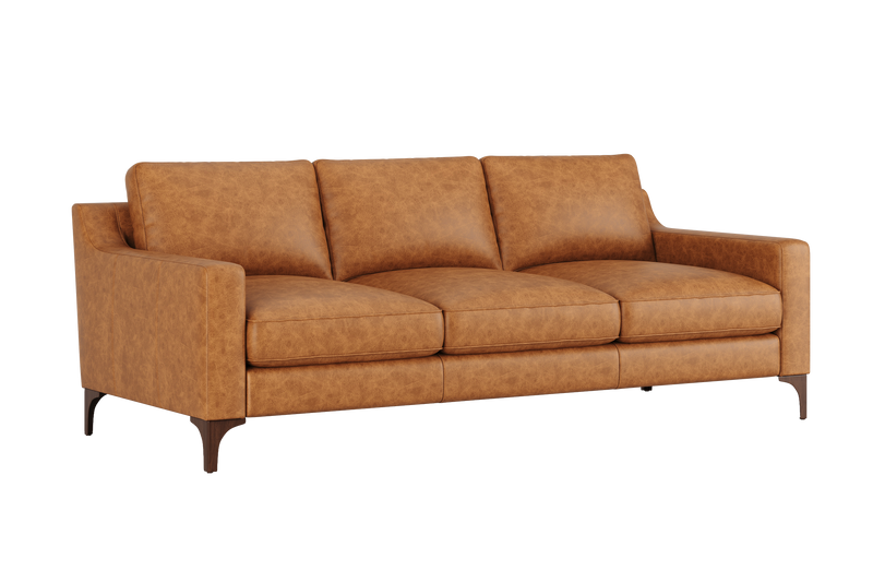 Valencia Hannah Full-Aniline Leather Three Seats Sofa, Saddle Tan