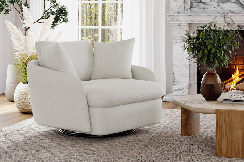 Valencia Giorgia Glacier White Fabric Accent Chair, Beige
