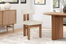 Valencia Carlo Natural Oak Wood Boucle Dining Chair, Beige (Set of 2)