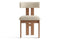 Valencia Carlo Natural Oak Wood Boucle Dining Chair, Beige (Set of 2)