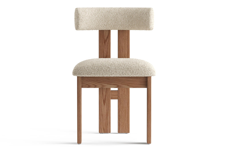 Valencia Carlo Natural Oak Wood Boucle Dining Chair, Beige (Set of 2)