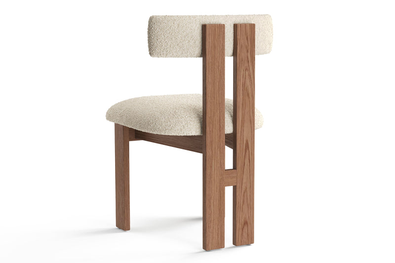 Valencia Carlo Natural Oak Wood Boucle Dining Chair, Beige (Set of 2)