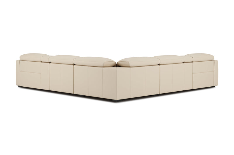 Valencia Carmen Leather L-Shape Dual Recliner with Console Sofa, Beige