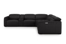 Valencia Carmen Leather L-Shape Dual Recliner with Console Sofa, Black