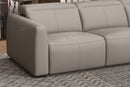 Valencia Carmen Leather L-Shape Dual Recliner with Console Sofa, Light Grey