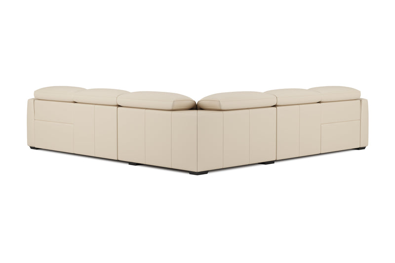 Valencia Carmen Leather L-Shape Dual Recliner Sofa, Beige
