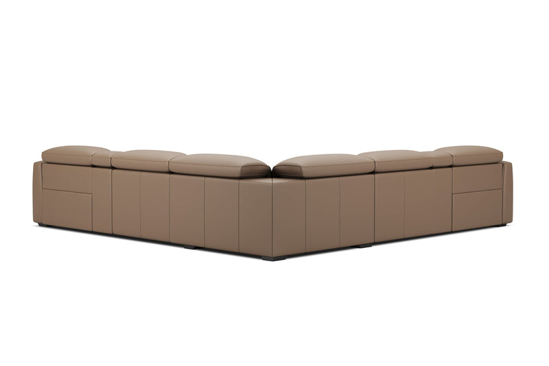 Valencia Carmen Leather L-Shape Dual Recliner with Console Sofa, Brown