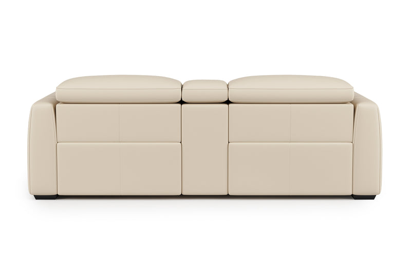 Valencia Carmen Leather Loveseat Dual Recliner with Console Lounge, Beige