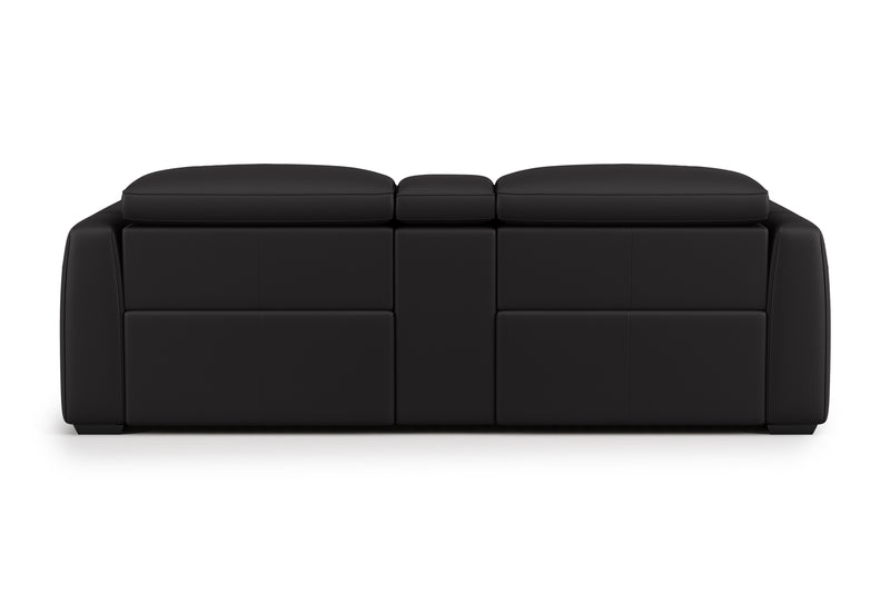 Valencia Carmen Leather Loveseat Dual Recliner with Console Lounge, Black