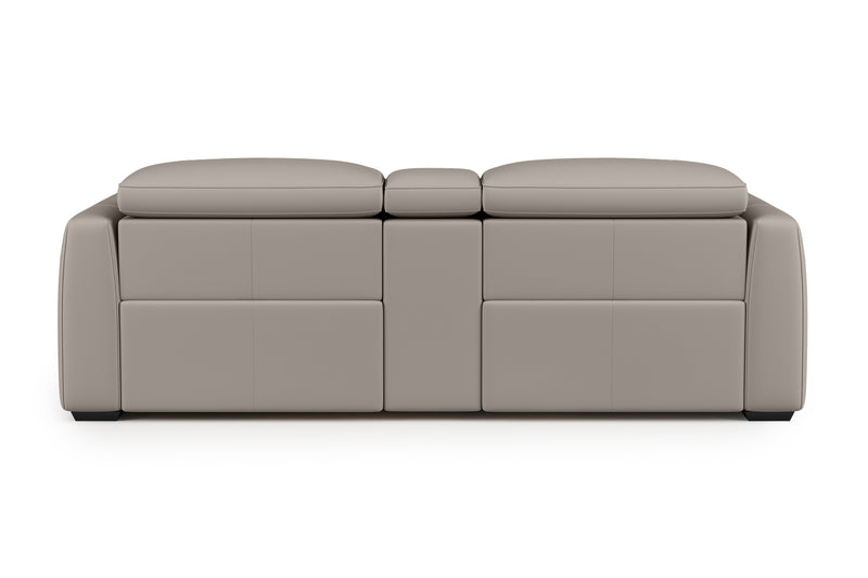 Valencia Carmen Leather Loveseat Dual Recliner with Console Lounge, Light Grey