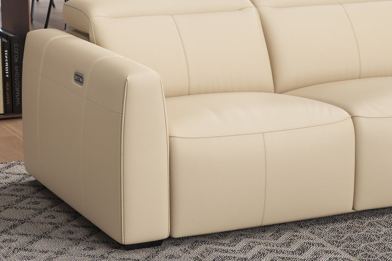 Valencia Carmen Leather 79.5" Loveseat with Dual Recliner Sofa, Beige