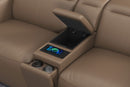 Valencia Carmen Leather Loveseat Dual Recliner with Console Lounge, Brown