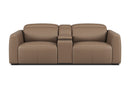 Valencia Carmen Leather Loveseat Dual Recliner with Console Lounge, Brown