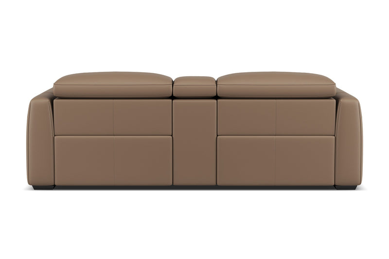 Valencia Carmen Leather Loveseat Dual Recliner with Console Lounge, Brown