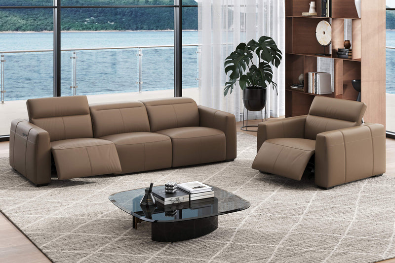 Valencia Carmen Leather Three Seats with Dual Recliner Sofa, Brown