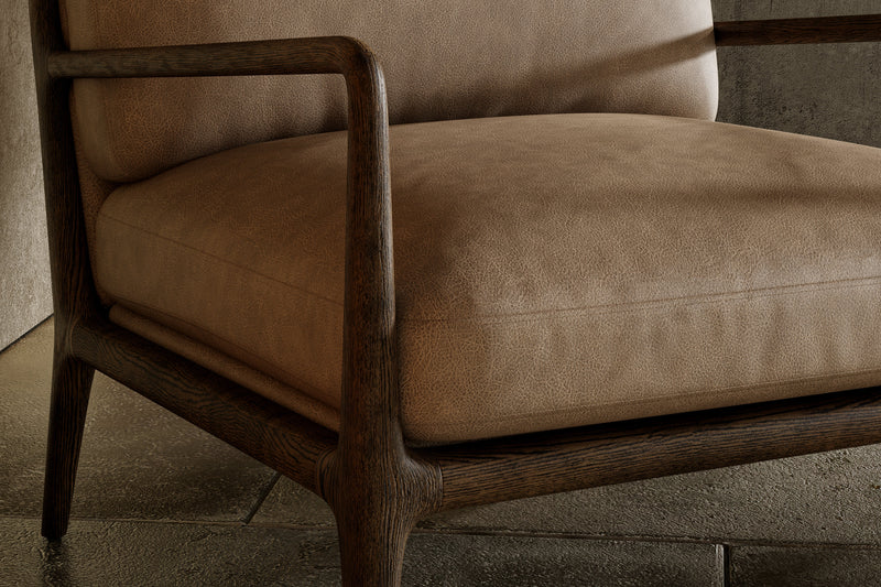 Valencia Cassian Full-Aniline Leather Accent Chair, Brown