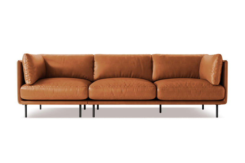 Chloe Top Grain Leather Three Seats Sofa, Cognac